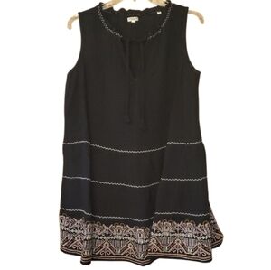 Max Studio London Black Boho Embroidered Ruffle Sleeveless Dress Size 1X